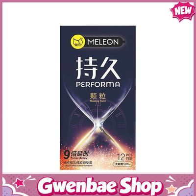 Bao cao su Meleon Performa Floating Point - Kéo dài thời gian gấp 9 lần, hạt nổi - Hộp 12 cái - Gwen Shop Chính Hãng