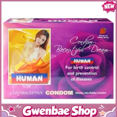 Bao cao su Human - Hương dâu, điểm nổi - Hộp 120 cái - Gwen Shop Chính Hãng