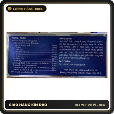 (Che Tên) Viganam viên uống hỗ trợ tăng cường sinh lý nam ( hộp 60 viên) Chuẩn Auth