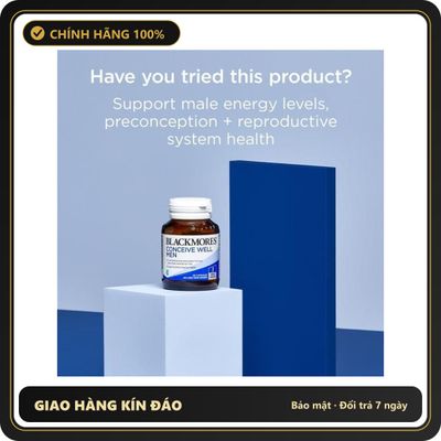 (Che Tên) Viên Uống Tăng Sinh Lý Tăng Thụ Thai Cho Nam - Blackmores Conceive Well Men 28 Tablets Chuẩn Auth