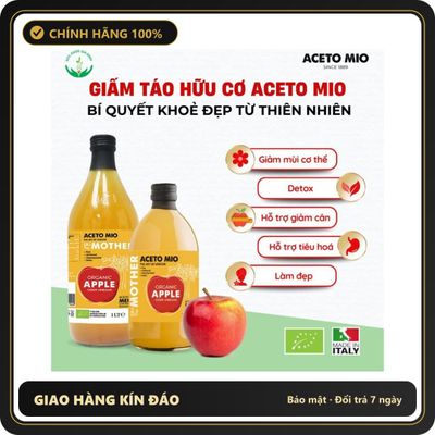 (Che Tên) Giấm Táo, Giấm Lựu Hữu Cơ Aceto Mio - Ý - Dấm Táo Giảm Cân Ăn Kiêng Eatclean [ Tặng Cốc Đong] Hộp Trắng Kín