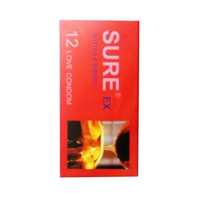 Bản Nhập Khẩu Cao Cấp - Sure Đỏ -Bao Su Cao Cấp Trơn - Hộp 12 cái SURE EX 12 - ôm sát cảm giác thật, giao hàng kín đáo