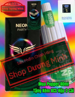 Popper NEON PARTY 40ml USA, Hàng Chính Hãng,Kèm BCS Hộp 3 Cái Chính Hãng Durex