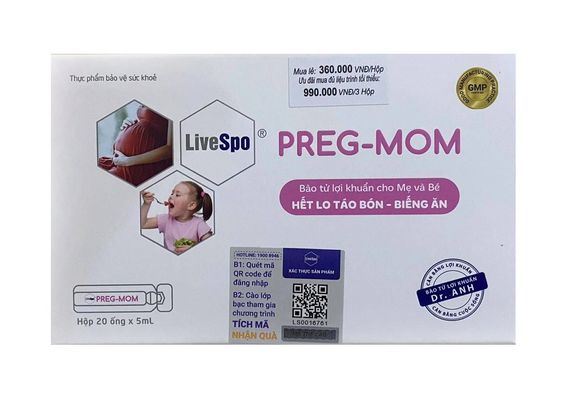 Phiên Bản Chính Hãng - Bào Tử Lợi Khuẩn Cho Mẹ Và Bé LiveSpo Preg-Mom - Hỗ Trợ Tiêu Hóa, Giúp Cân Bằng Hệ Vi Sinh Đường 