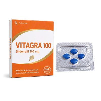 Bản Nhập Khẩu Cao Cấp - Viên hỗ trợ tăng cường sinh lý nam Vitagra 100 1 Viên Sildenafil 1 vỉ x 4 viên - hàng nhập khẩu,