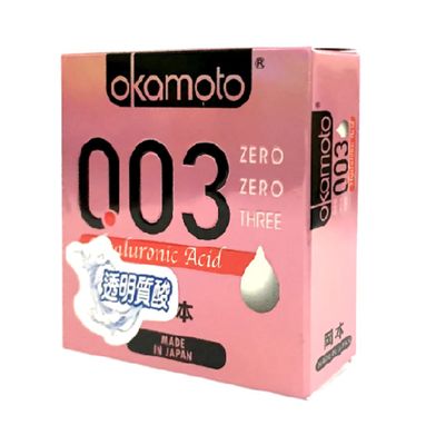 Bản Nhập Khẩu Cao Cấp - Bao Su Okamoto 0.03 Hyaluronic Acid Siêu Mỏng Hộp 3 Chiếc, giao hàng kín đáo