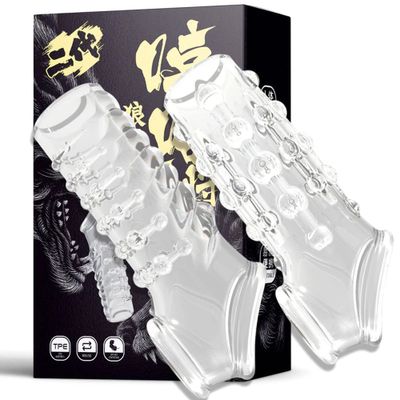 Dòng Cao Cấp Chính Hãng - Bao Su Cao Cấp Đôn Dên Khúc Giữa Silicone Có Quai Đeo Shi Niuniu Trong Suốt Gân Gai Bi Lớn 0.5
