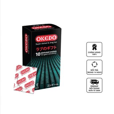 Sản Phẩm Chính Hãng Loại 1 - Hộp 10 Chiếc Bao Su Cao Cấp Okedo Super Dotted & Long Last Kéo Dài Thời Gian 719 10 - ôm sá
