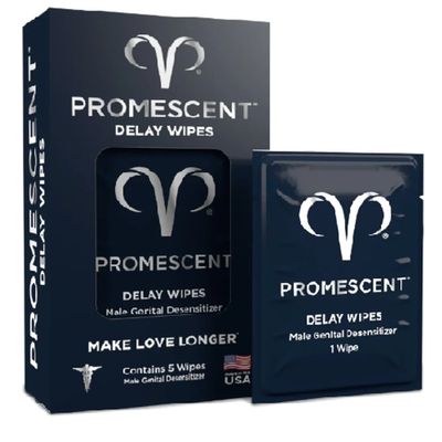Bản Nhập Khẩu Cao Cấp - Khăn Lau Kéo Dài Thời Gian Promescent Delay Wipes - USA mẫu 2 5 wipes, giao hàng kín đáo