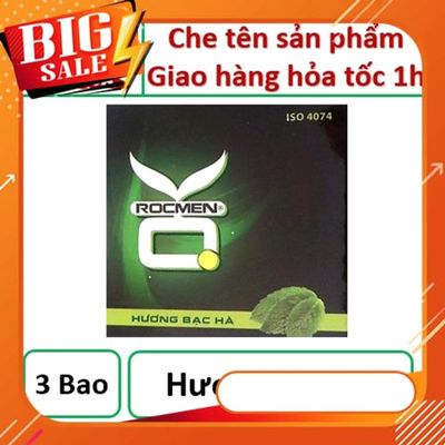 Hàng Chuẩn Nhập Khẩu - Bao Su Cao Cấp OK ROCMEN HƯƠNG BẠC HÀ - hộp 3 cái - ôm sát cảm giác thật, giao hàng kín đáo
