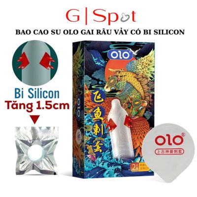 Hàng Nội Địa Cao Cấp - Bao Su Cao Cấp OLO Gai Râu Vảy Có Bi Silicon - Siêu Mỏng 0.01 - Nhiều Gel Boi Tron mẫu 2 1.5cm - 