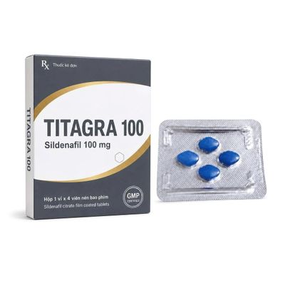 Dòng Cao Cấp Chính Hãng - Viên hỗ trợ tăng cường sinh lý nam Titagra 100 4 Viên Sildenafil 100 mg - hàng nhập khẩu, dùng