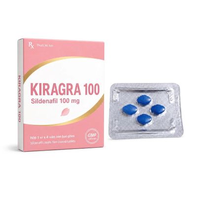 Dòng Cao Cấp Chính Hãng - Viên hỗ trợ tăng cường sinh lý nam Kiragra 100 4 Viên Sildenafil 100 mg - hàng nhập khẩu, dùng