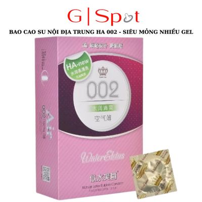 Phiên Bản Chính Hãng - Bao Su Cao Cấp Nội Địa Trung HA 002 - Hộp 100 Cái - Siêu Mỏng Nhiều Gel Water Lotus 2.5cm - ôm sá