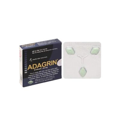 Phiên Bản Chính Hãng - Viên Hỗ Trợ tăng cường sinh lý nam Adagrin 100mg hộp 3 viên Sildenafil 100 mg 1 viên - hàng nhập 