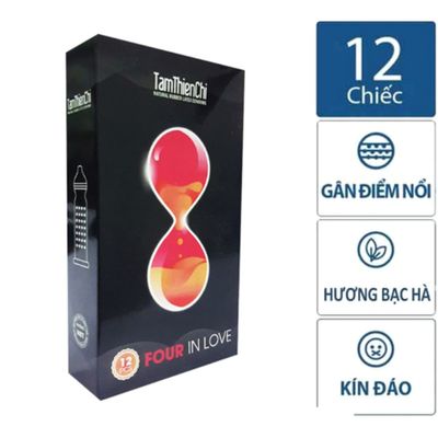 Hàng Chuẩn Nhập Khẩu - Hộp 12 Chiếc Bao Su Cao Cấp Tâm Thiện Chí TTC Four In Love - Kéo Dài Thời Gian Quan Hệ TamThienCh