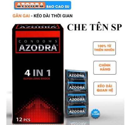 Dòng Cao Cấp Chính Hãng - Bao Su Cao Cấp Azodra 4in1 - Gân, Gai, Mỏng Hộp 12c 12 PCS - ôm sát cảm giác thật, giao hàng k