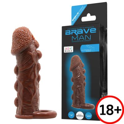 Sản Phẩm Chính Hãng Loại 1 - Bao Su Cao Cấp Đôn Dên Quai Đeo Da Nâu Brave Man mẫu 2 - ôm sát cảm giác thật, giao hàng kí