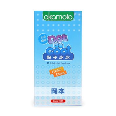 Bản Nhập Khẩu Cao Cấp - Bao Su Cao Cấp Okamoto Dot De Cool - Gai lạnh, kéo dài thời gian - Hộp 10 cái 10 xanh dương - ôm