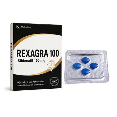 Phiên Bản Chính Hãng - Viên hỗ trợ tăng cường sinh lý nam Rexagra 100 1 Viên Sildenafil 4 viên - hàng nhập khẩu, dùng th