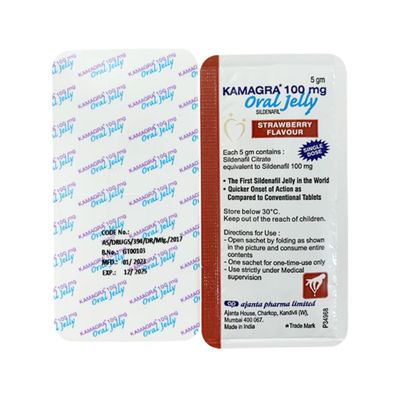 Phiên Bản Chính Hãng - Kẹo Dẻo Hỗ Trợ trái cây Kamagaa 100mg Oral Jelly - Lẻ 1 Gói Ajanta Pharma Limited, giao hàng kín 