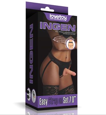 Phiên Bản Chính Hãng - Đai Đeo Dương Vật LoveToy Ingen - Easy Strap-on Set met Dildo 7" / 18 cm 24"-56" - chất liệu mềm 