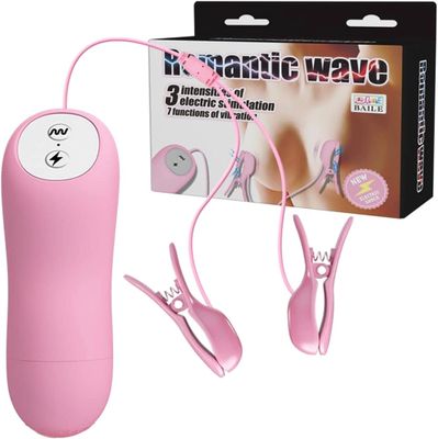 Sản Phẩm Chính Hãng Loại 1 - Kẹp Rung Núm Vú Sốc Điện Romantic Wave BAILE 3 intensities of electric simulation; 7 functi