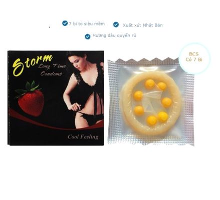 Phiên Bản Chính Hãng - Bao Su Cao Cấp Storm 7 Bi Lớn Hương Dâu - Lốc 10 Chiếc mẫu 3 7 - ôm sát cảm giác thật, giao hàng 