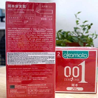 Dòng Cao Cấp Chính Hãng - Bao Su Cao Cấp Okamoto 0.01 Zero One Nhật Bản 0.01 - ôm sát cảm giác thật, giao hàng kín đáo