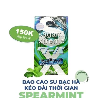 Sản Phẩm Chính Hãng Loại 1 - Bao Su Cao Cấp Hương Bạc Hà Sagami Xtreme Spearmint Mát Lạnh 10 cái - ôm sát cảm giác thật,