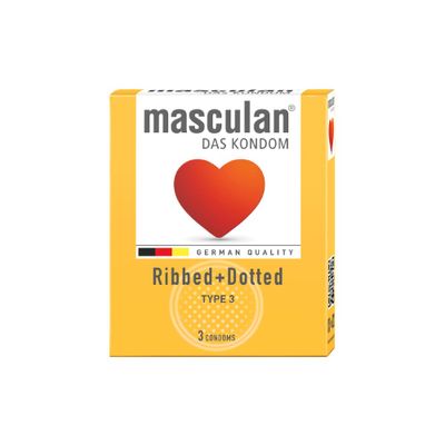 Phiên Bản Chính Hãng - Bao Su Cao Cấp Có Gai Hương Dâu Của Đức Masculan Ribbed Dotted H3 Das Kondom 3 Condoms - ôm sát c