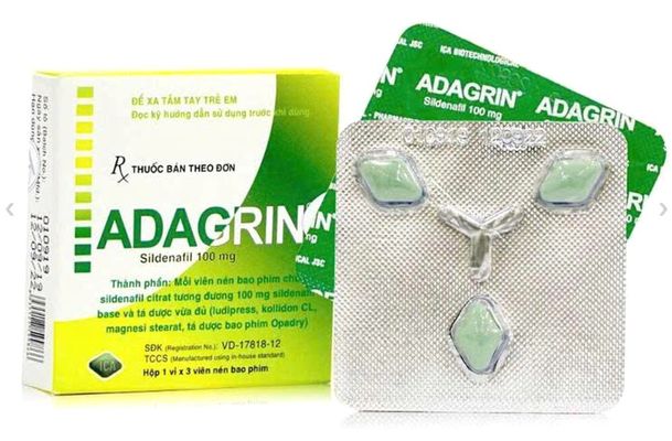 Dòng Cao Cấp Chính Hãng - Viên hỗ trợ sinh lực nam giới Adagrin 100mg 3 viên ICA BIOTECHNOLOGICAL 100 mg, giao hàng kín 