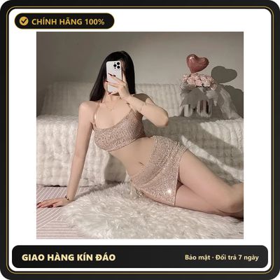 Váy Ngủ Đính Đá Kim Sa Cột Dây Eo N238 chính hãng - co giãn thoải mái, freesize, chất vải mềm mát - giao hàng che tên kín đáo