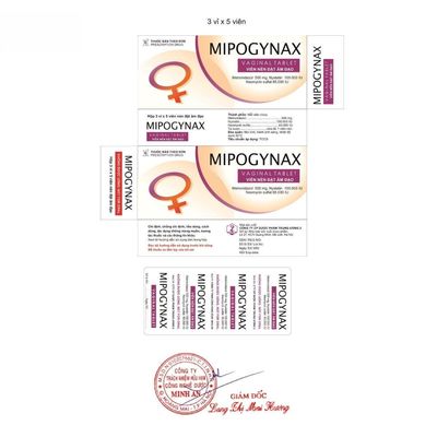 Viên nén đặt âm đạo Mipogynax - Điều trị viêm âm đạo do vi khuẩn và nấm cho phụ nữ - bản tiêu chuẩn