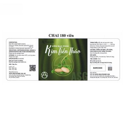 Viên uống Kim Tiền Thảo 240mg - Hỗ trợ điều trị sỏi thận, sỏi mật cho người - chính hãng