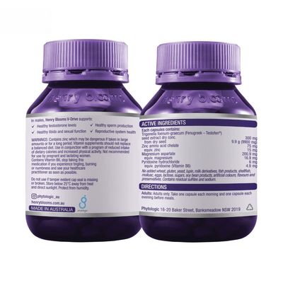 Viên uống Henry Blooms V-Drive Men - Hỗ trợ sinh lý và tăng cường sức khỏe nam giới trưởng thành. - mẫu mới
