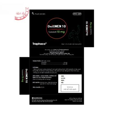 Viên uống Drillmen 10mg - điều trị rối loạn cương dương hiệu quả cho nam giới trưởng thành - hàng có sẵn