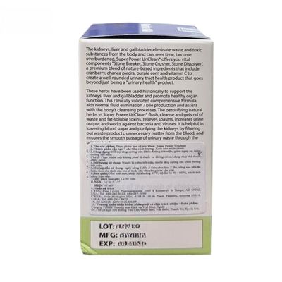Viên uống Super Power UriClean 30 viên - Hỗ trợ sức khỏe tiết niệu, ngăn ngừa viêm nhiễm cho người lớn. - đóng gói kín