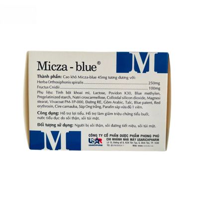 Viên uống Micza Blue PP Pharco - Hỗ trợ lợi niệu, giảm tiểu buốt cho người có sỏi tiết niệu - bản tiêu chuẩn