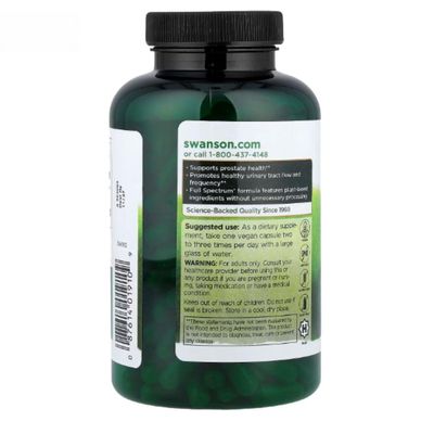 Viên uống Swanson Full Spectrum Saw Palmetto 540mg - Hỗ trợ cải thiện tiểu đêm, tiểu rắt cho nam giới - đóng gói kín