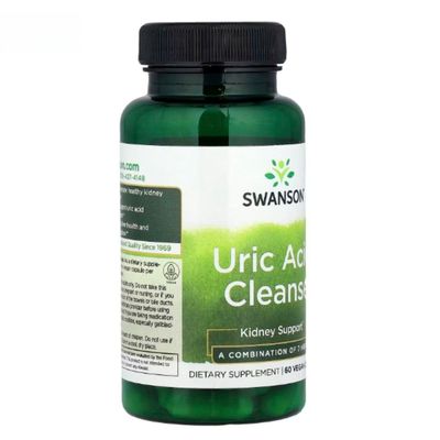 Viên uống Swanson Uric Acid Cleanse hỗ trợ đào thải acid uric, bảo vệ thận và gan cho người lớn. - bản tiêu chuẩn
