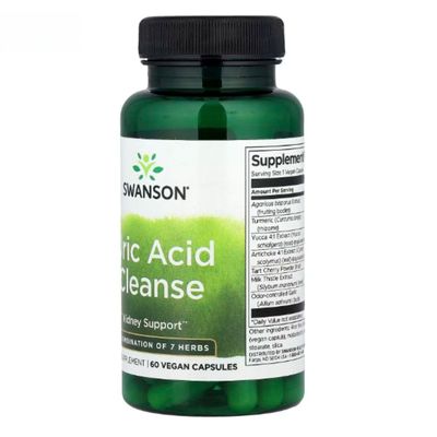 Viên uống Swanson Uric Acid Cleanse hỗ trợ đào thải acid uric, bảo vệ thận và gan cho người lớn. - chính hãng