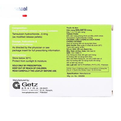 Viên uống Xalgetz 0.4mg - điều trị tăng sản lành tính tuyến tiền liệt cho nam giới - đóng gói kín