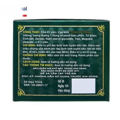 Crila - Viên Uống Trinh Nữ Hoàng Cung Hỗ Trợ Sức Khỏe Tuyến Tiền Liệt Và U Xơ Tử Cung - hàng chuẩn