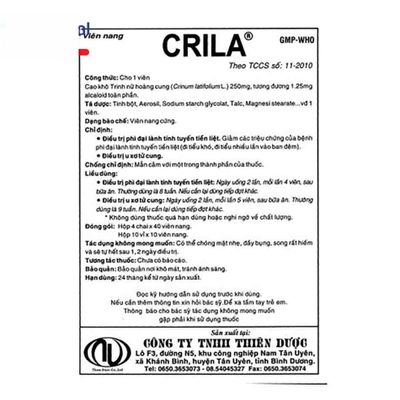 Crila - Viên Uống Trinh Nữ Hoàng Cung Hỗ Trợ Sức Khỏe Tuyến Tiền Liệt Và U Xơ Tử Cung - bản nâng cấp
