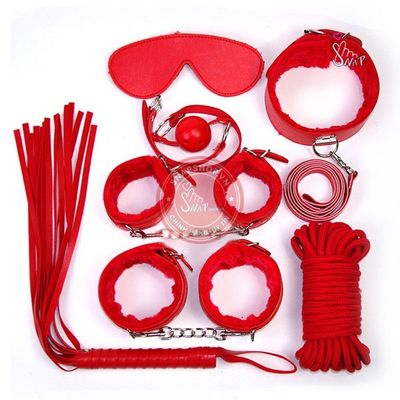 Bộ dụng cụ 7 món chơi bdsm Màu đỏ chính hãng - chất liệu an toàn cho da, dễ vệ sinh, êm ái khi dùng - giao hàng che tên kín đáo