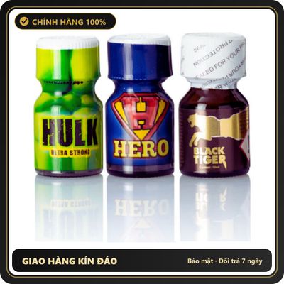 Popper Chính Hãng Tăng Cảm Xúc Cho Cuộc Yêu Super Hero Combo Hulk Ultra Strong Black Tiger Gold Poppers 3x 10ml - Snapshop Chính Hãng