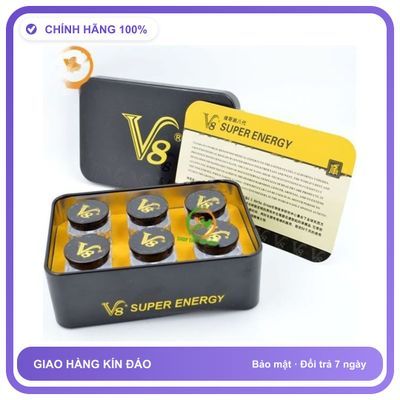 Viên uống hỗ trợ tăng cường sinh lý nam giới V8 Super Energy Hộp 18 Viên - Sung Mãn Bền Bỉ Kéo Dài Hàng Nhập Khẩu