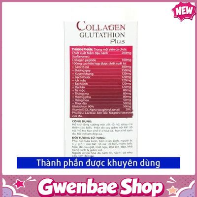 Collagen Glutathion Plus Gwenshop Chính Hãng Mẫu Mới