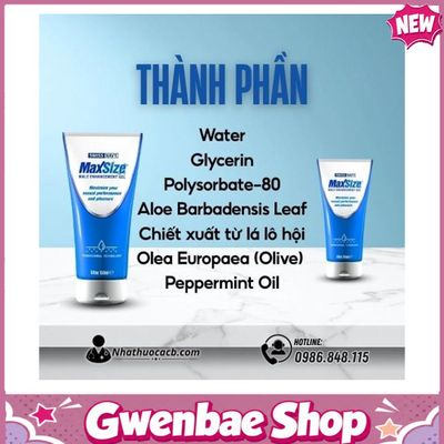 Gel Max Size USA Chống Xuất Sớm, Cải Thiện Sinh Lý Nam Giới Gwenshop Chính Hãng Loại Tốt